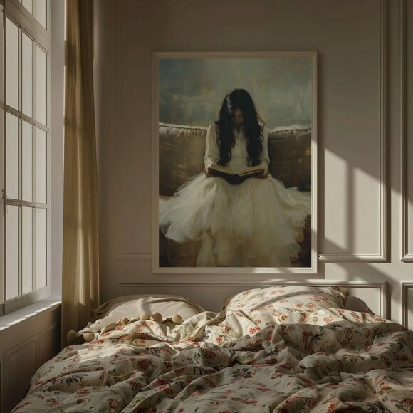 Original Dark Literary Art Print + Digital Copy, Vintage White Dress - Picture 3 of 10